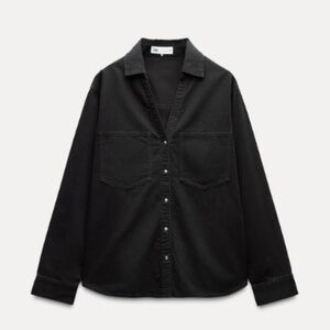 Zara PATCH POCKET Z1975 DENIM SHIRT, XS Black